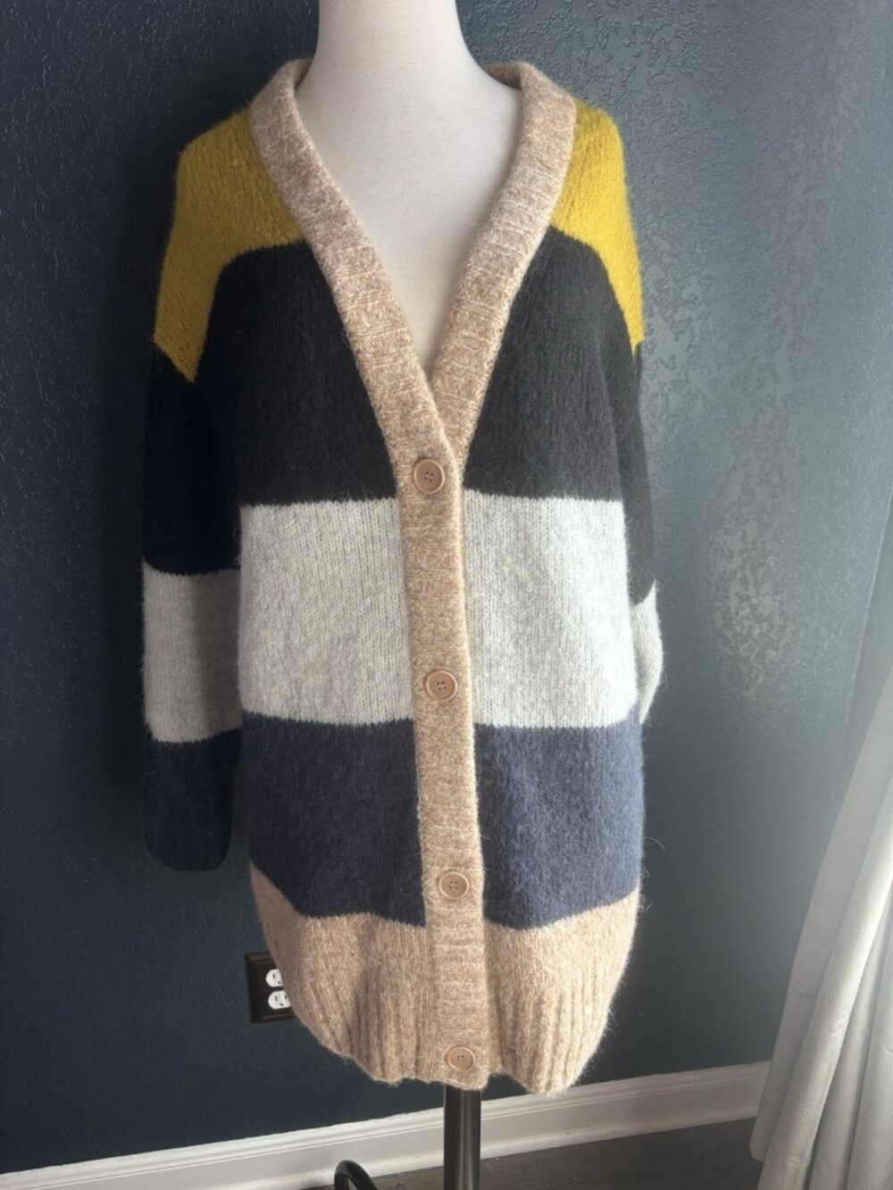 COS Oversized V Neck Cardigan Sweater Sz Small Alpaca Wool Blend